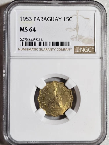 Paraguay 15 Centimos 1953 NGC MS 64