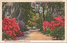 Linen PC * Mobile Alabama View in the Bellingrath Gardens - 1940s