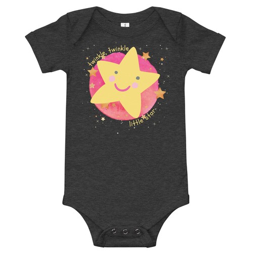 Adorable Smiling "Twinkle Twinkle Little Star" SOFT baby bodysuit In 5 Colors! - Picture 3 of 6