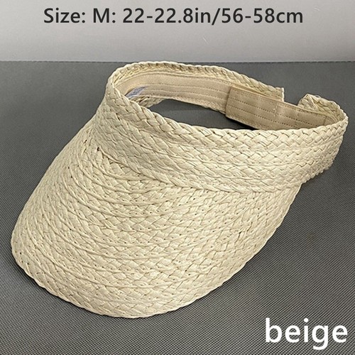 Lady Foldable Straw Visor Sun Hats Cap Adjustable Outdoor Travel Fishing Holiday - Picture 11 of 11