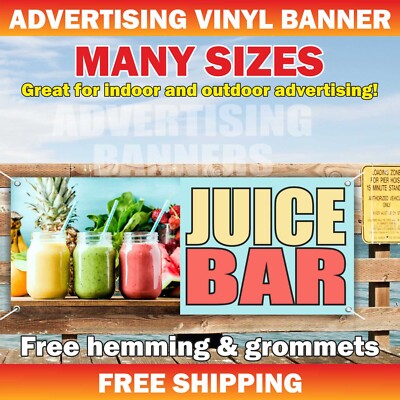 JUICE BAR Advertising Banner Vinyl Mesh Sign HEALTHY BEVERAGES Fruit Fresh Drink