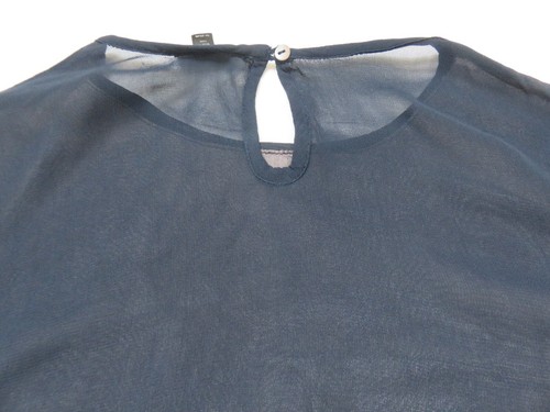 TOP SHOP BLUE MIX SOFT SILK VELVET & CONTRAST SHEER CHIFFON BACK TOP UK 8 - 10 - Picture 12 of 12