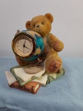 Cherished Teddies Too Much Work Too Little Time Boy w/ Mini- Globe Clock 789917