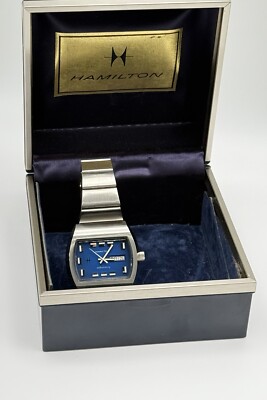 Rare Vintage Hamilton Escort Cal.826015-3 Day Date TV Dial automatic watch Box