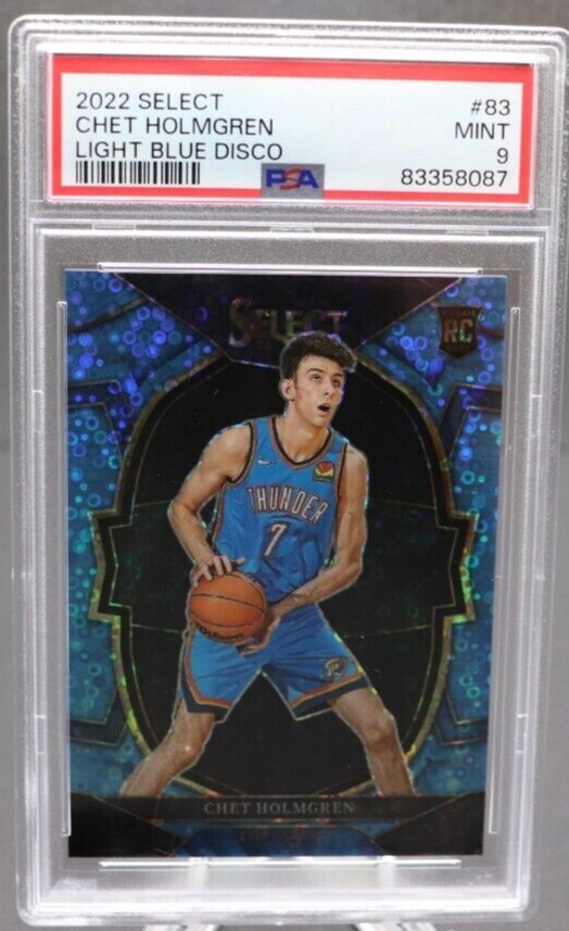 2022-23 Select #83 Chet Holmgren Light Blue Disco RC /99 MINT PSA 9 Rookie
