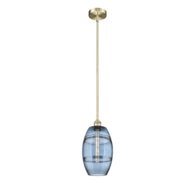 Innovations 616-1S Vaz 1Lt 8'' Stem Mini Pendant, AB/Blue - 616-1S-AB-G557-8BL