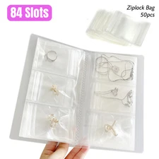 50PCS Clear Jewelry Organizer Storage Bag Sealed Sleeve PVC Plastic Display Book
