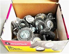 30pc GREAT NECK STEEL WIRE WHEELS & CUP BRUSHES ASSORTMENT FOR DRILLS 1/4" SHANK
