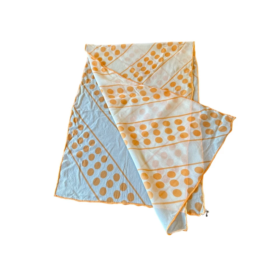 Винтажный оранжевый шарф в горошек сделано в Японии свернутый подол - Изображение 4 из 4