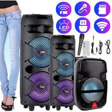Wireless Bluetooth Speaker Dual Subwoofer Heavy Bass Sound System  Microphone