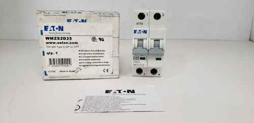 EATON WMZS2D25 (FAZ-D25-2) CIRCUIT BREAKER, 2P, 25A, 277/480VAC, 5kA, TYPE D NIB