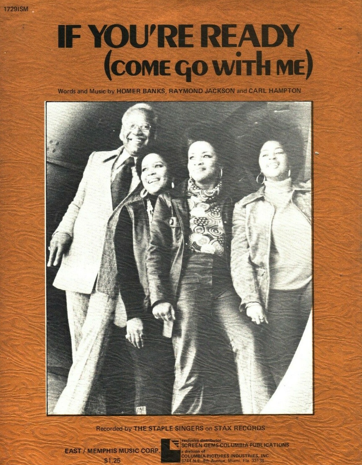 THE STAPLE SINGERS IF YOU'RE READY GO WITH ME) SHEET MUSIC 1973