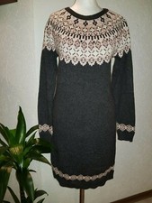 Esprit Strickkleid Norweger Pullover 34 XS longpulli NEU glitzer metallic dunkel