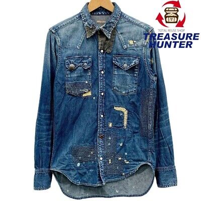 KAPITAL men's remade denim shirt indigo size 2 Casual Long KAPITAL men's remade denim shirt indigo size 2 Casual Long