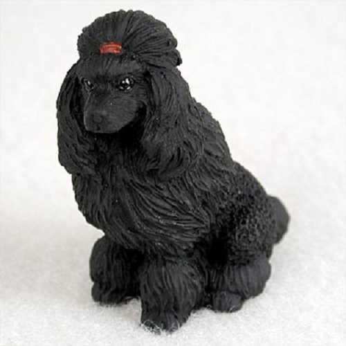 POODLE Black Dog FIGURINE Resin HAND PAINTED MINIATURE Small Mini show