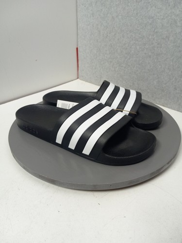 Adidas Adilette Aqua Slides Sandals Black White Mens Sz 12 - Picture 2 of 7