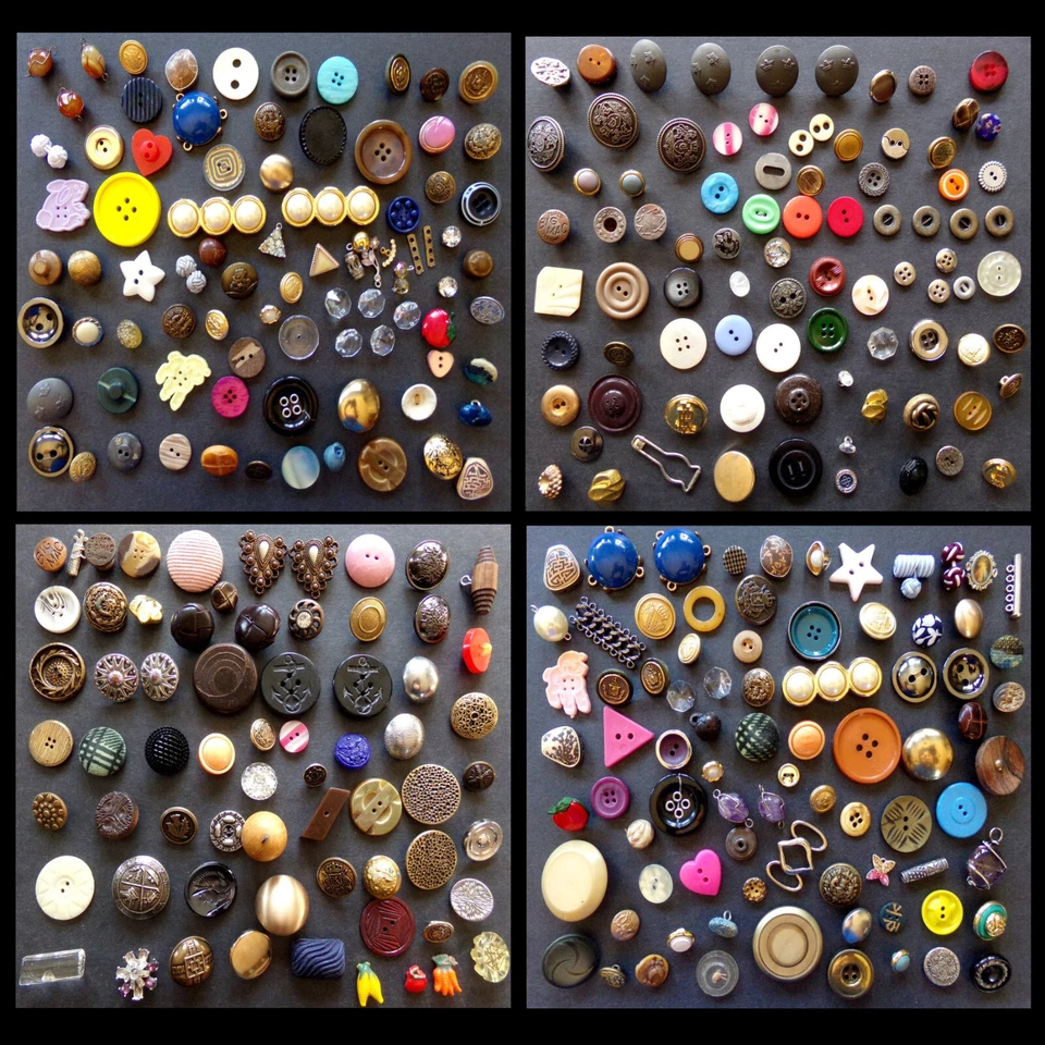 100 BUTTON LOT: Random Vintage Modern Mix Art Craft Buttons Unique Odd Fun Color - Image 4 of 4