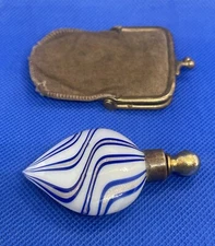Antique/Vintage Murano Blown Glass Perfume Bottle and Leather Case