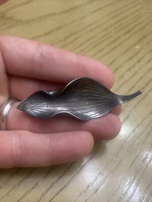 Vintage Denmark Anton Michelsen by Gertude Rougie Sterling Leaf Pin/Brooch