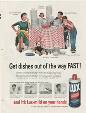 LUX LIQUID DETERGENT Vintage 1950's 8" X 11.25" Magazine Ad STP4