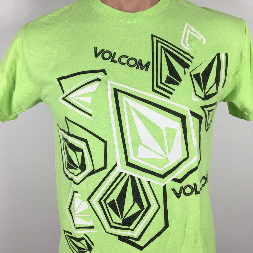 VTG 90s y2k VOLCOM Stone Neon Lime Green Surf Skate California T-Shirt Sz M - Image 3 of 4