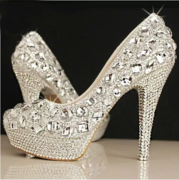 Crystal heels wedding shoes clearance