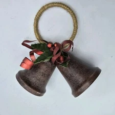 St. Nicholas Square Berries Metal Bells Door hanger ~ Christmas Decor 