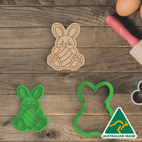 Bunny Holding Easter Egg Cookie Cutter And Embosser Stamp - Picture 3 of 4