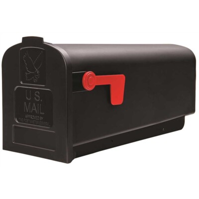 Gibraltar Mailboxes Parsons Classic Plastic Post Mount Black Mailbox Rust-Proof