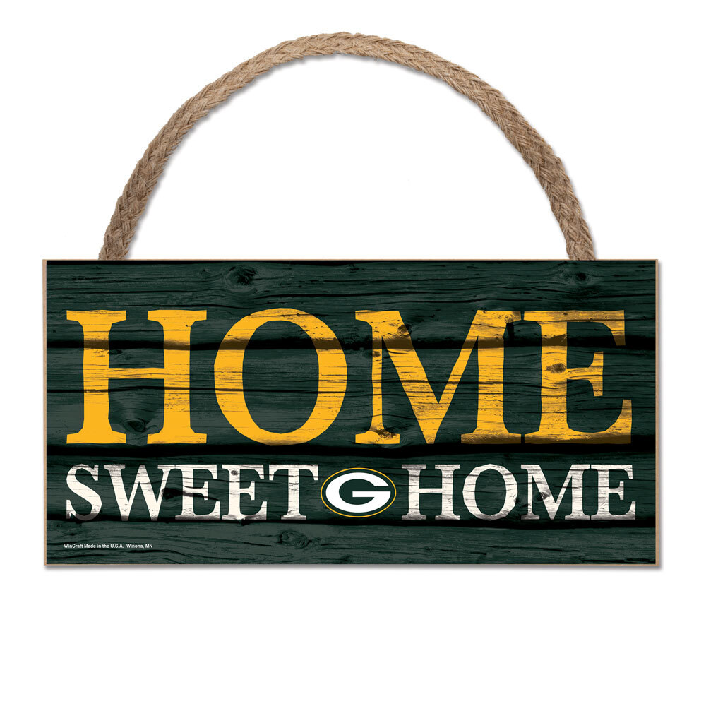 Деревянная вывеска Green Bay Packers Home Sweet Home с веревкой 3490₽