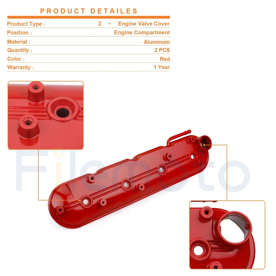 2x Valve Cover Set w/ Gasket for 09-20 GMC Savana Sierra Yukon Canyon Hummer V8 - Image 2 of 4