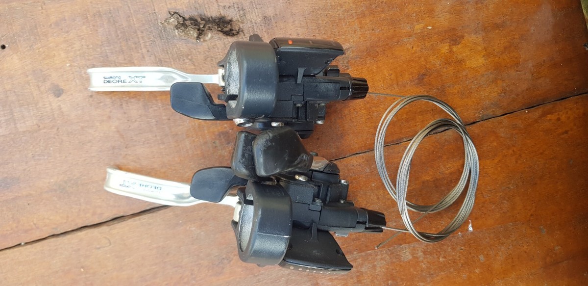 Manette Shimano Deore XT ST M739 – 3 Vitesses, Argent, VTT Vintage, Occasion