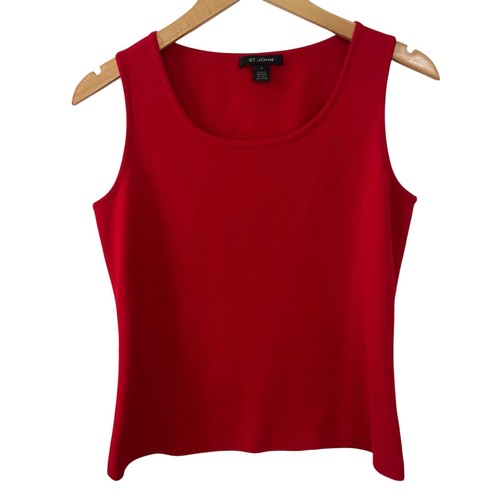 St. John Knits Red Sleeveless Scoop Neck Top Small