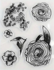 Valentine Flowers clear cling stamps