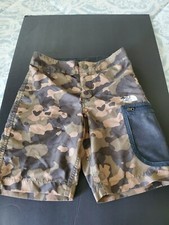 The North Face Boys M 10/12 Camo Board Swim Shorts Green Adjustable Waist Beach