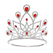 13cm Tall CZ Crystal Tiara Crown Wedding Queen Princess Prom Adjustable 5 Colour