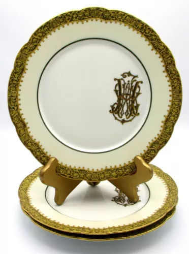 Antique Jean Pouyat Limoges Mansard 34 Rue Paradis Paris Gold Trimmed Plate 8.5"