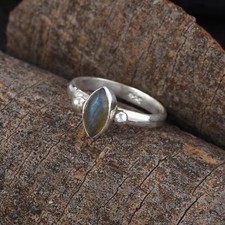 Labradorite 925 Sterling Silver Marquise Gemstone Handmade Women Rings P 356