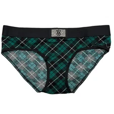 NWT VICTORIA'S SECRET Hiphugger Hipster Pantie S-M-L-XL Green Black Plaid Bling