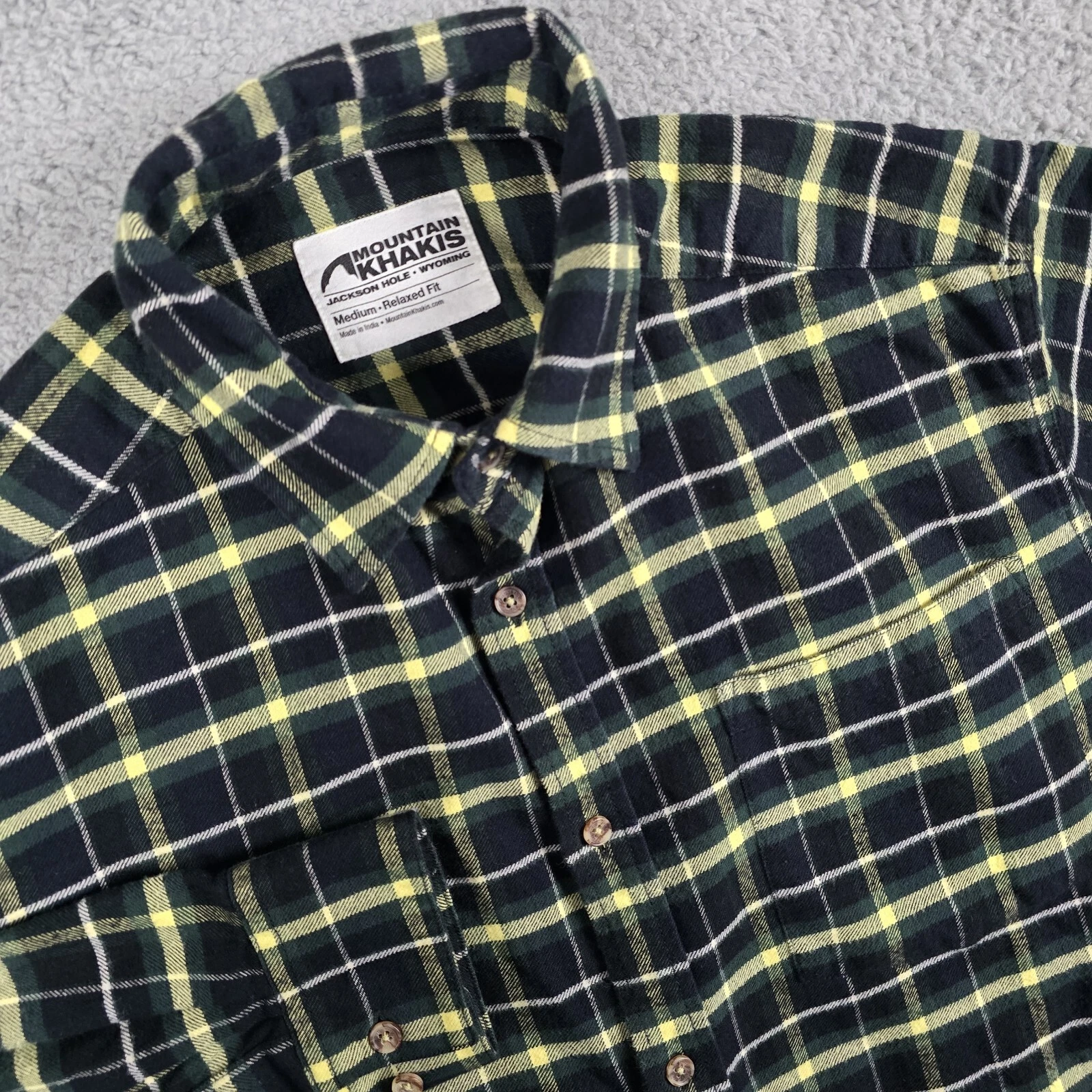 Mountain Khakis Flannel Shirt Mens Medium Plaid Long Sleeve Button Up Outdoors