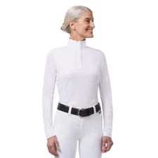 40413 Kerrits Women's Encore Long Sleeve Show Shirt - White/Bit O Luck NEW