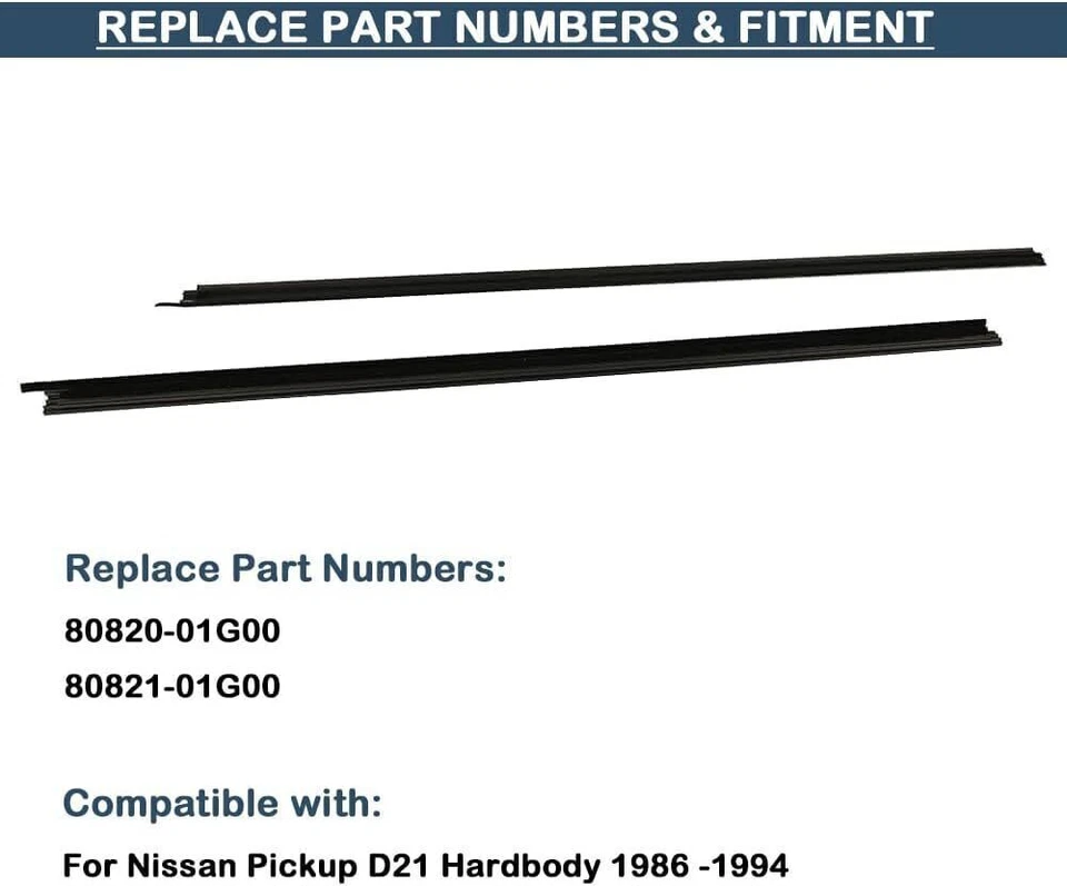 Outer Door Weather Window Rubber Seal Belt For Nissan Pickup D21 Hardbody 86-94 - Image 3 of 4
