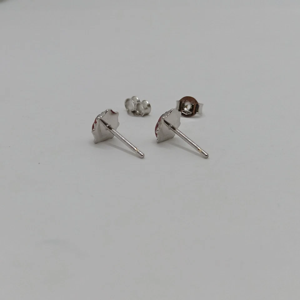 ORECCHINI A BOTTONE COCCINELLA SMALTATA IN ORO BIANCO 18KT 1,1 GRAMMI (7434) - Immagine 3 di 4