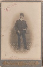 OTTOMAN PERIOD VINTAGE CABIN PHOTOGRAPH - MAN SMOKING CIGARETTE - OTTOMAN SIGNED