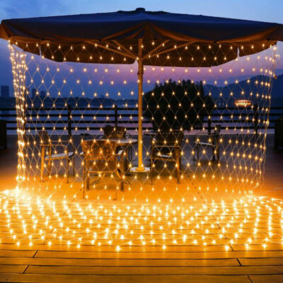 LED Net Mesh Light Fairy String Curtain Lamp Waterproof Outdoor Home Party Decor