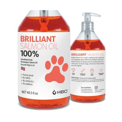 Brilliant Omega 3 Salmon Oil for Dogs & Cats - Norwegian Fish Oil Supplement ...
