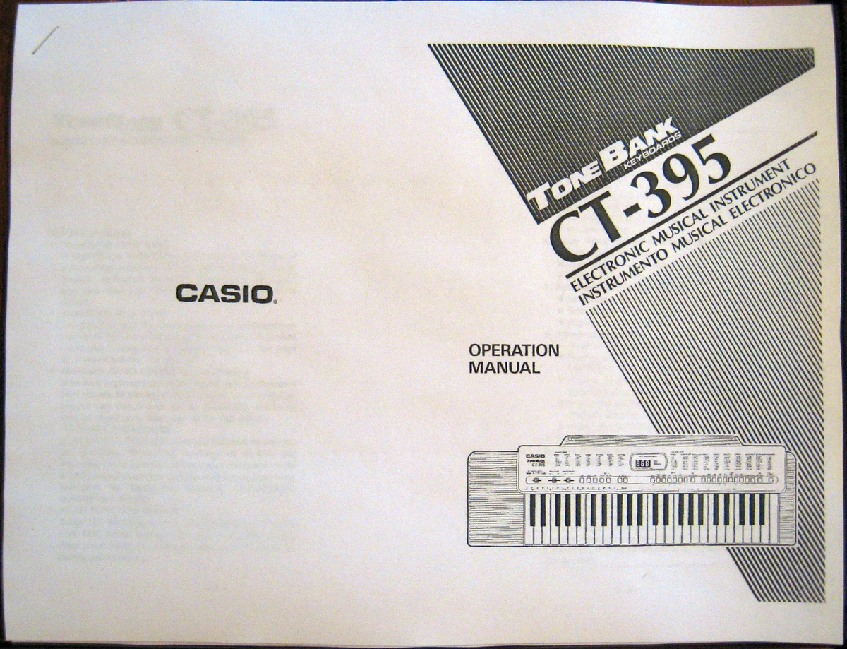 Casio CT-395 Tone Bank Keyboard Operating User's Owner's