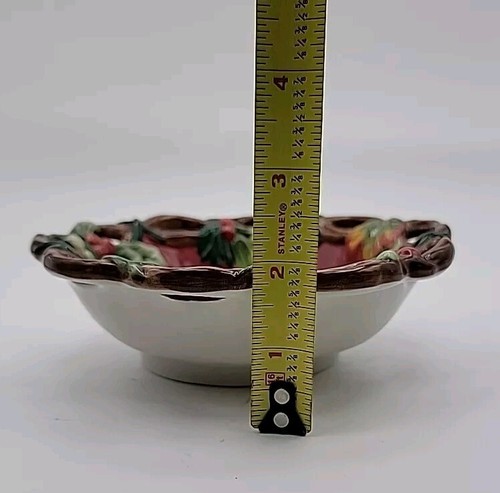 Fitz And Floyd Holiday Round Reticulated Bowl Berries Holly & Leaves 6" - Picture 12 of 12