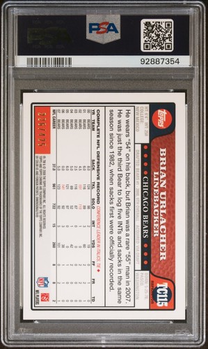 2008 TOPPS CHROME Copper REFRACTOR TC115 BRIAN URLACHER PSA 8 /425 HOF - Picture 2 of 2