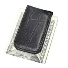 Genuine Leather Magnetic Money Clip Black
